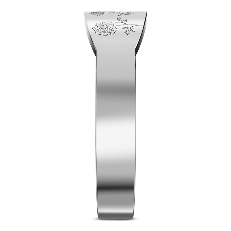 Main Image 2 of Birth Flower & Name Ring 10K White Gold