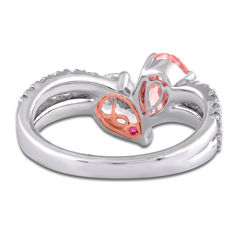 Main Image 5 of Pear-Shaped Pink & White Lab-Grown Diamond Fashion Ring 2 ct tw 14K White Gold