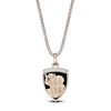 Thumbnail Image 1 of Men's Natural Black Onyx & Diamond Saint Christopher Shield Necklace 1/10 ct tw 14K Yellow Gold-Plated Sterling Silver 24"