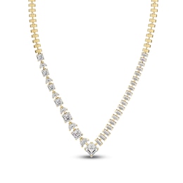 J'Lure Square Emerald Step-Cut, Half Moon Brilliant-Cut & Baguette-Cut Lab-Grown Diamond Necklace 8-3/8 ct tw 14K Yellow Gold 19"