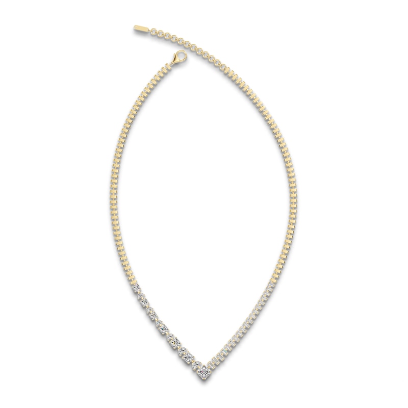 Main Image 2 of J'Lure Square Emerald Step-Cut, Half Moon Brilliant-Cut & Baguette-Cut Lab-Grown Diamond Necklace 8-3/8 ct tw 14K Yellow Gold 19"