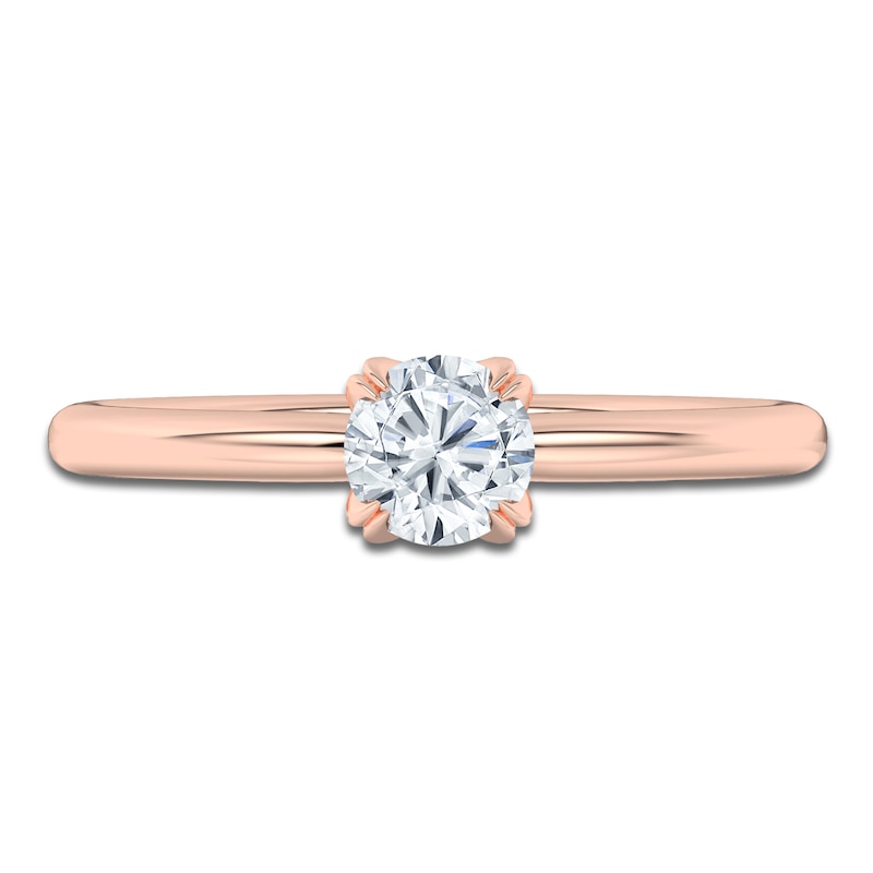 Main Image 3 of Certified Round-Cut Diamond Solitaire Engagement Ring 1/2 ct tw 18K Rose Gold (SI2/G)