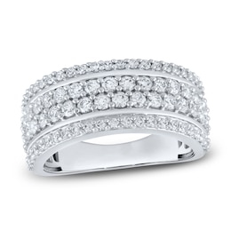 Men's Lab-Grown Diamond Four-Row Wedding Band 2 ct tw 10K White Gold