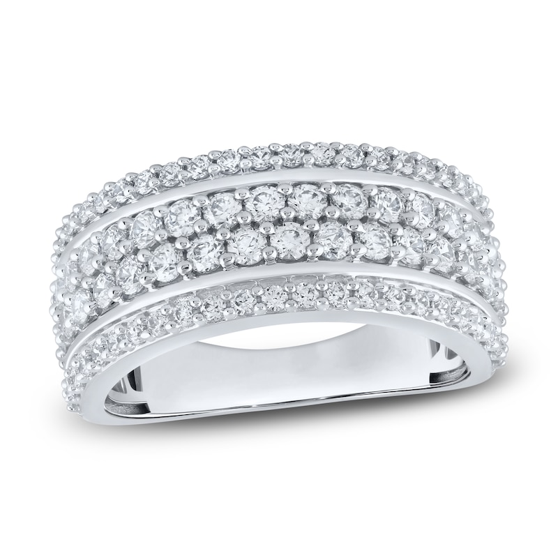 Main Image 1 of Men's Lab-Grown Diamond Four-Row Wedding Band 2 ct tw 10K White Gold