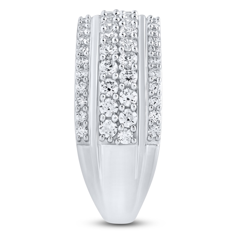 Main Image 3 of Men's Lab-Grown Diamond Four-Row Wedding Band 2 ct tw 10K White Gold