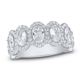 Oval-Cut Lab-Grown Diamond Halo Anniversary Ring 4-1/6 ct tw 14K White Gold