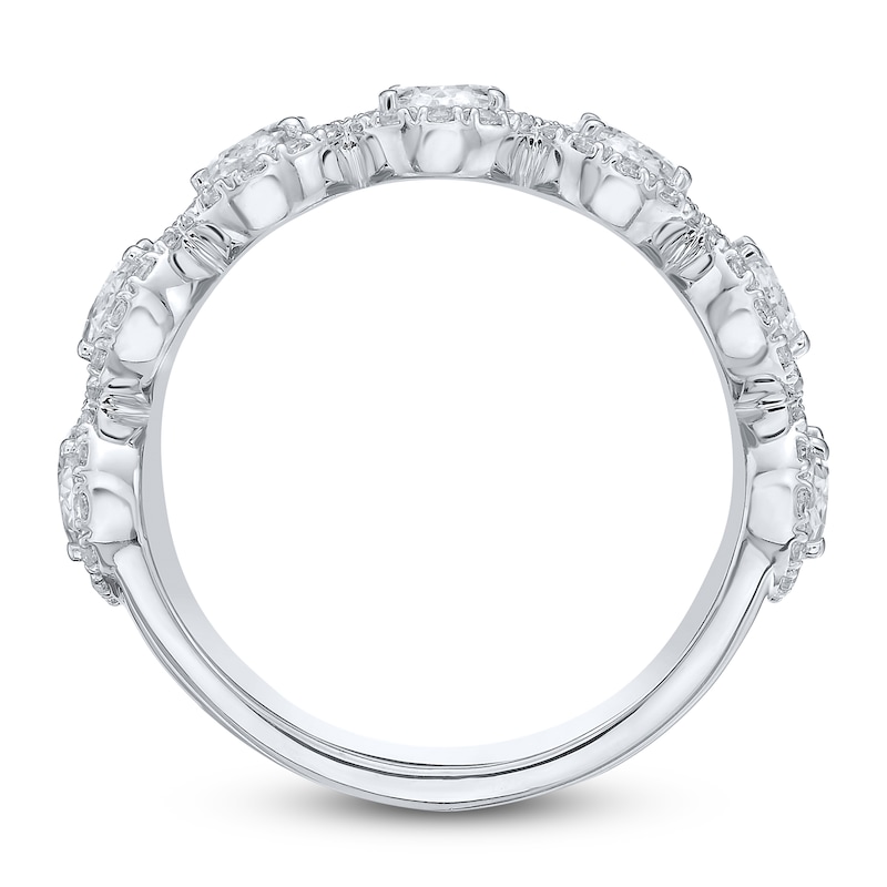 Main Image 2 of Oval-Cut Lab-Grown Diamond Halo Anniversary Ring 4-1/6 ct tw 14K White Gold