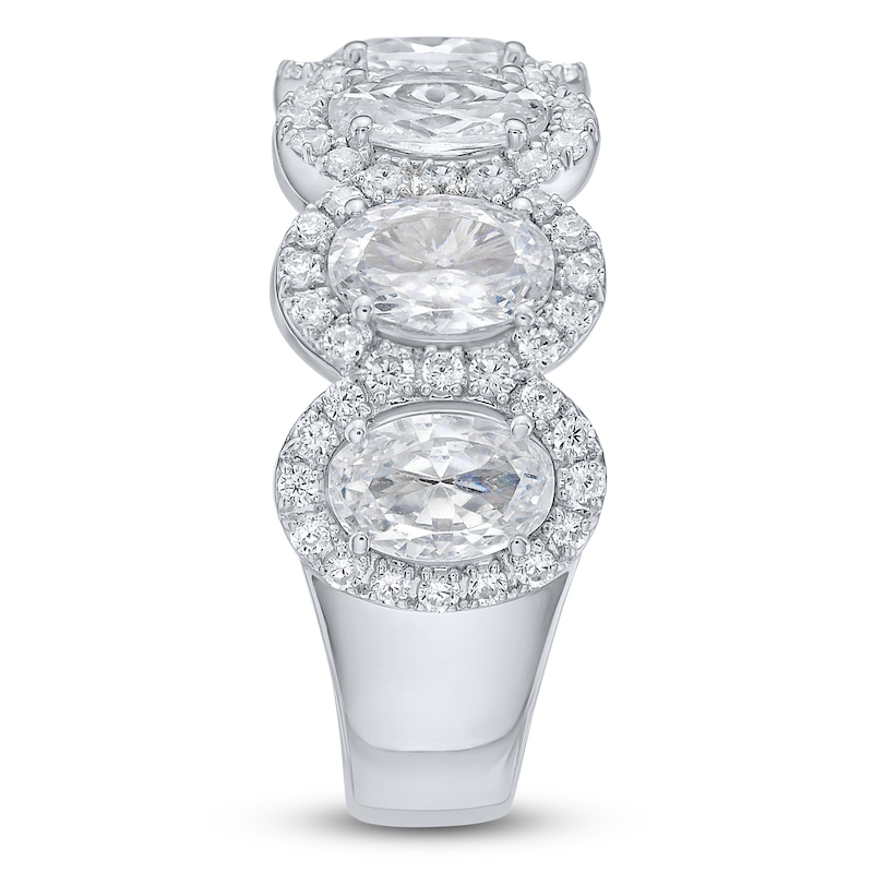 Main Image 3 of Oval-Cut Lab-Grown Diamond Halo Anniversary Ring 4-1/6 ct tw 14K White Gold
