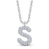 Thumbnail Image 1 of Shy Creation Diamond Letter S Pavé Necklace 1/15 ct tw 14K White Gold 18" SC55028331-S