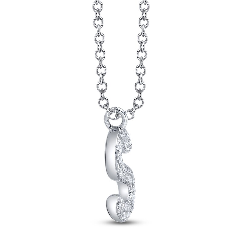 Main Image 2 of Shy Creation Diamond Letter S Pavé Necklace 1/15 ct tw 14K White Gold 18" SC55028331-S