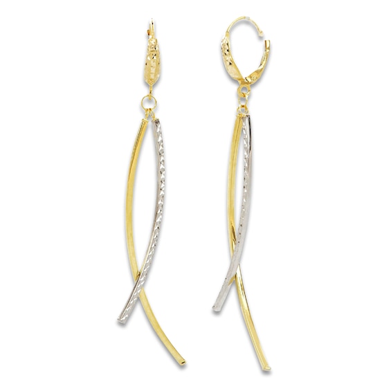 Italia D'Oro Diamond-Cut Drop Earrings 10K Two-Tone Gold
