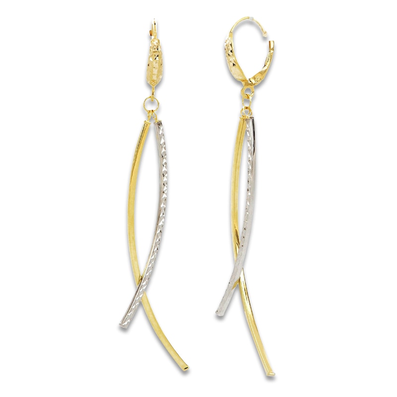 Main Image 1 of Italia D'Oro Diamond-Cut Drop Earrings 14K Two-Tone Gold