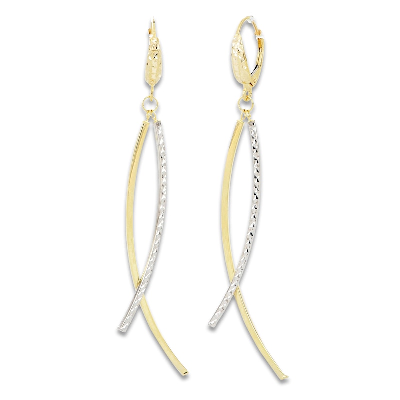 Main Image 2 of Italia D'Oro Diamond-Cut Drop Earrings 14K Two-Tone Gold
