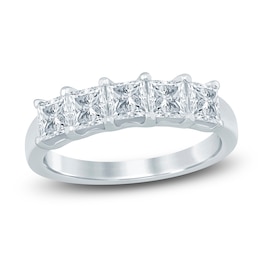 Princess-Cut Lab-Grown Diamond Five-Stone Anniversary Ring 1-1/2 ct tw 14K White Gold