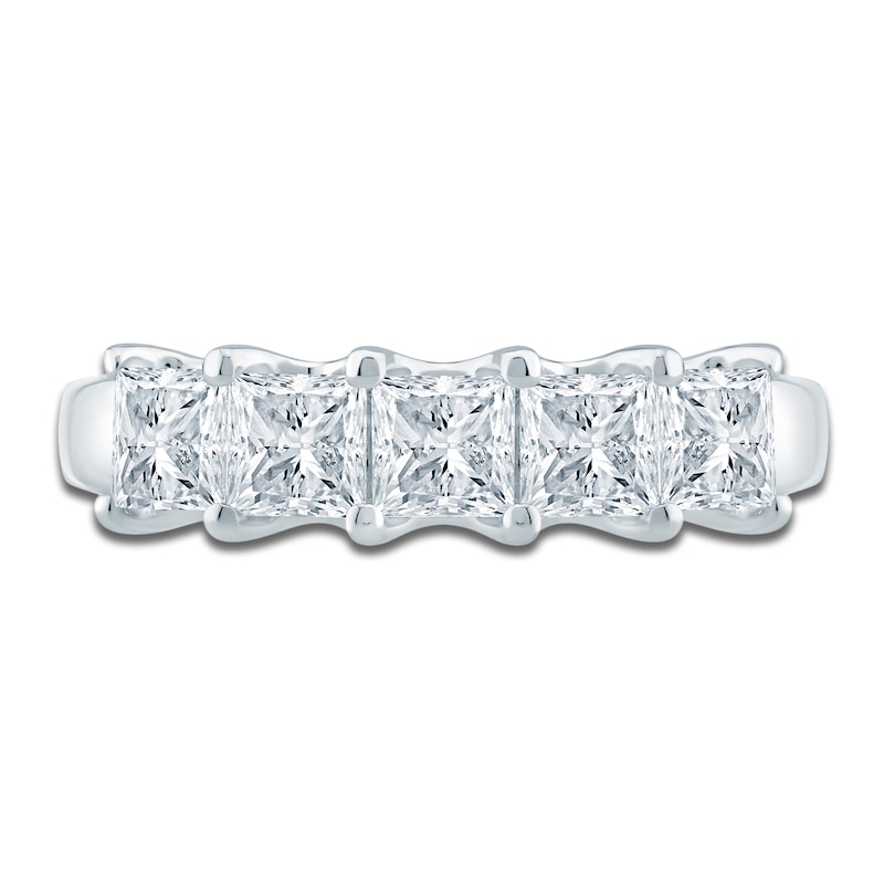 Main Image 3 of Princess-Cut Lab-Grown Diamond Five-Stone Anniversary Ring 1-1/2 ct tw 14K White Gold