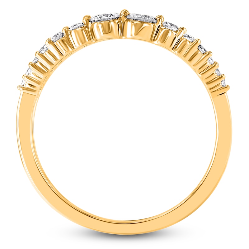 Main Image 2 of Brilliant Moments Three-Row Graduated Diamond Ring 1 ct tw 14K Yellow Gold