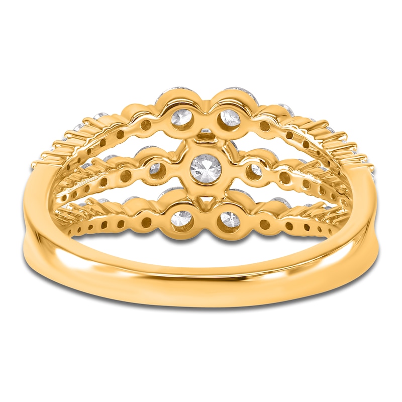 Main Image 3 of Brilliant Moments Three-Row Graduated Diamond Ring 1 ct tw 14K Yellow Gold