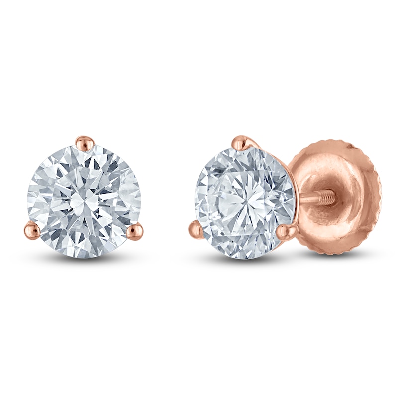 Main Image 2 of Round-Cut Lab-Grown Diamond Solitaire Stud Earrings 1-1/2 ct tw 18K Rose Gold (VS2/F)