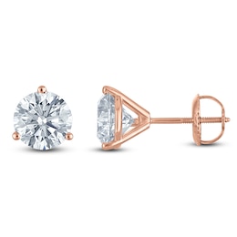 Round-Cut Lab-Grown Diamond Solitaire Stud Earrings 3 ct tw 18K Rose Gold (VS2/F)