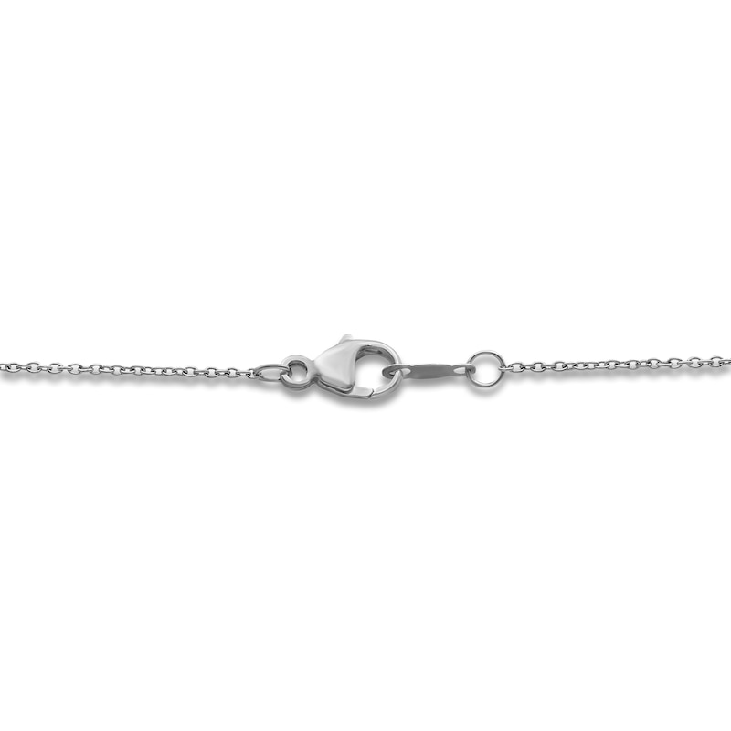 Main Image 4 of Oval-Cut Natural Ruby & Diamond Halo Necklace 1/6 ct tw 14K White Gold 18"