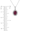 Thumbnail Image 6 of Oval-Cut Natural Ruby & Diamond Halo Necklace 1/6 ct tw 14K White Gold 18"