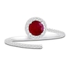 Thumbnail Image 3 of Natural Ruby & Diamond Halo Deconstructed Ring 1/6 ct tw 10K White Gold