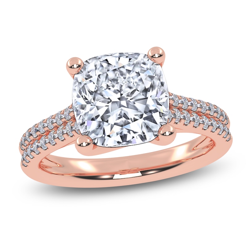 Main Image 1 of Cushion-Cut Lab-Grown Diamond Engagement Ring 3-1/4 ct tw 14K Rose Gold