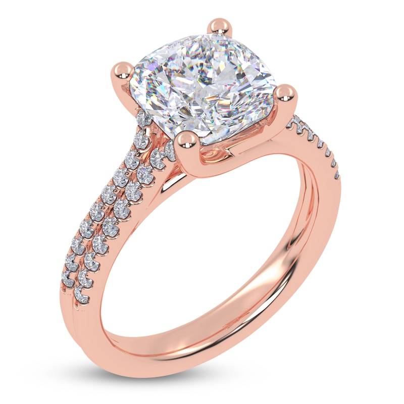 Main Image 2 of Cushion-Cut Lab-Grown Diamond Engagement Ring 3-1/4 ct tw 14K Rose Gold