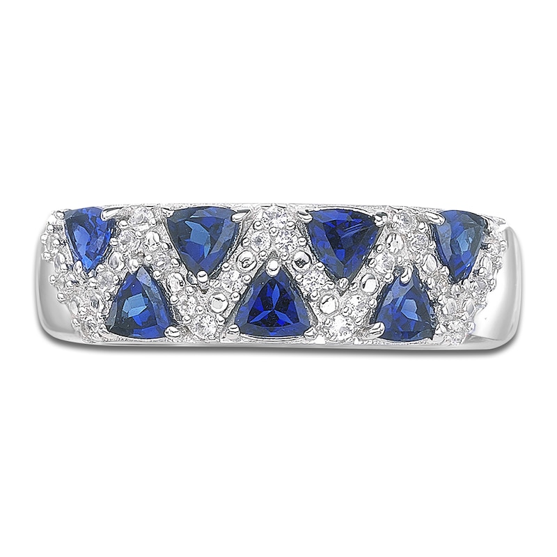 Main Image 2 of Trillion-Cut Blue Lab-Created Sapphire & White Lab-Created Sapphire Ring Sterling Silver