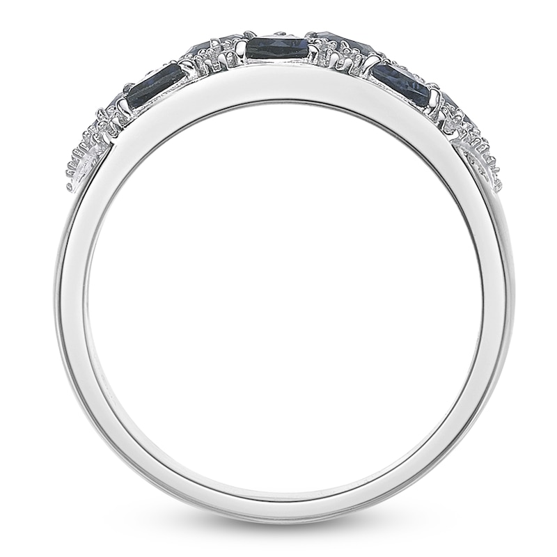 Main Image 4 of Trillion-Cut Blue Lab-Created Sapphire & White Lab-Created Sapphire Ring Sterling Silver