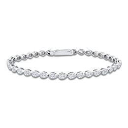 Pear-Shaped Lab-Grown Diamond Bezel-Set Tennis Bracelet 4 ct tw 14K White Gold 7"