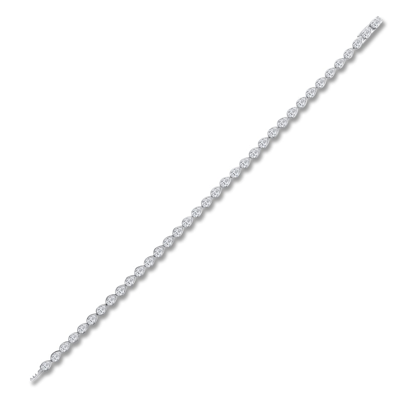 Main Image 2 of Pear-Shaped Lab-Grown Diamond Bezel-Set Tennis Bracelet 4 ct tw 14K White Gold 7"