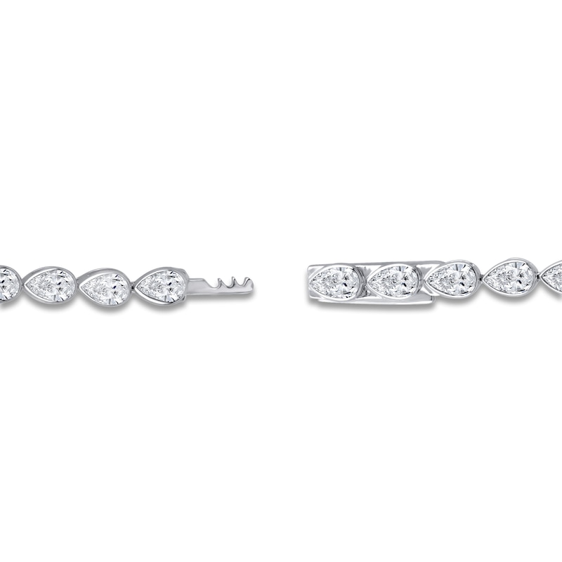 Main Image 3 of Pear-Shaped Lab-Grown Diamond Bezel-Set Tennis Bracelet 4 ct tw 14K White Gold 7"