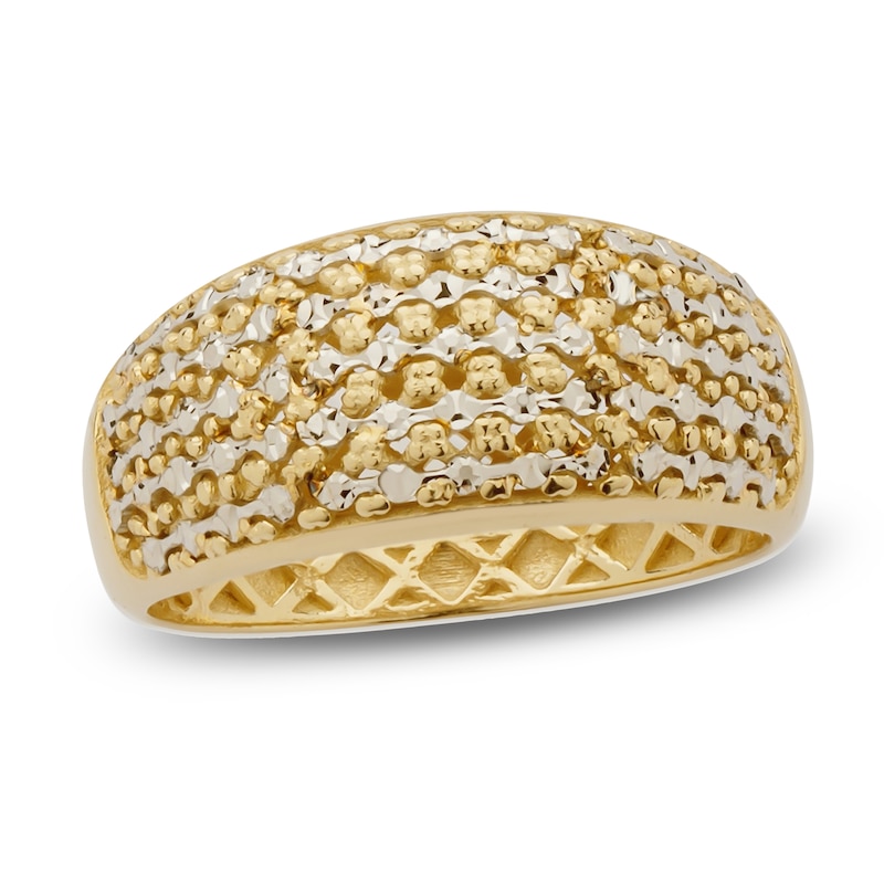 Main Image 1 of Italia D'Oro Diamond-Cut Domed Ring 14K Two-Tone Gold