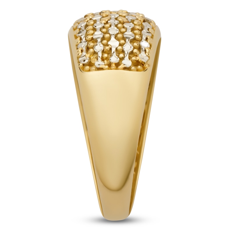 Main Image 2 of Italia D'Oro Diamond-Cut Domed Ring 14K Two-Tone Gold