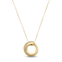 Italia D'Oro Diamond-Cut Circle Necklace 14K Two-Tone Gold 18"