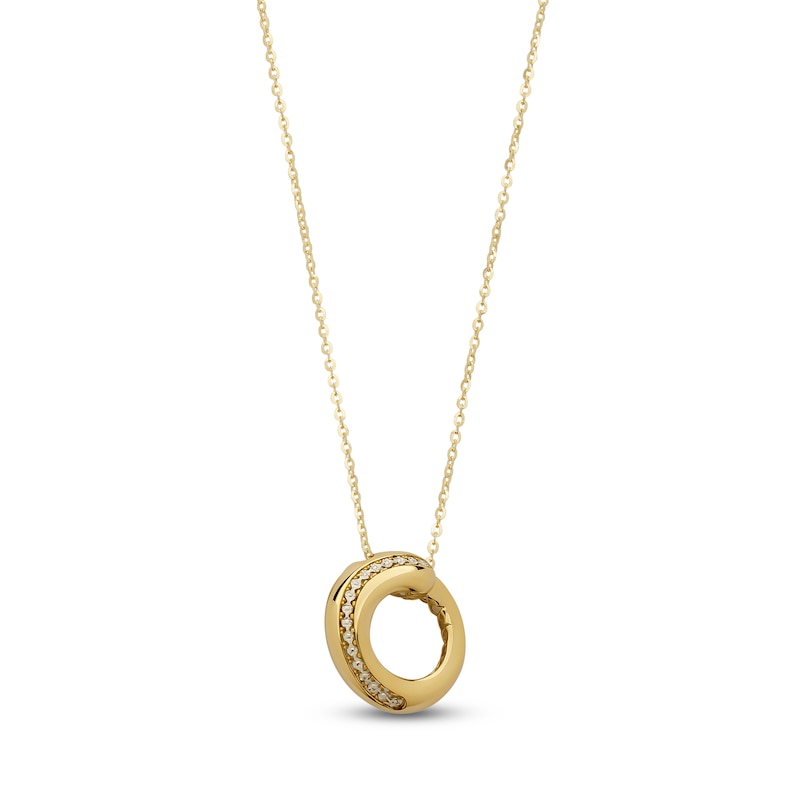 Main Image 2 of Italia D'Oro Diamond-Cut Circle Necklace 14K Two-Tone Gold 18"