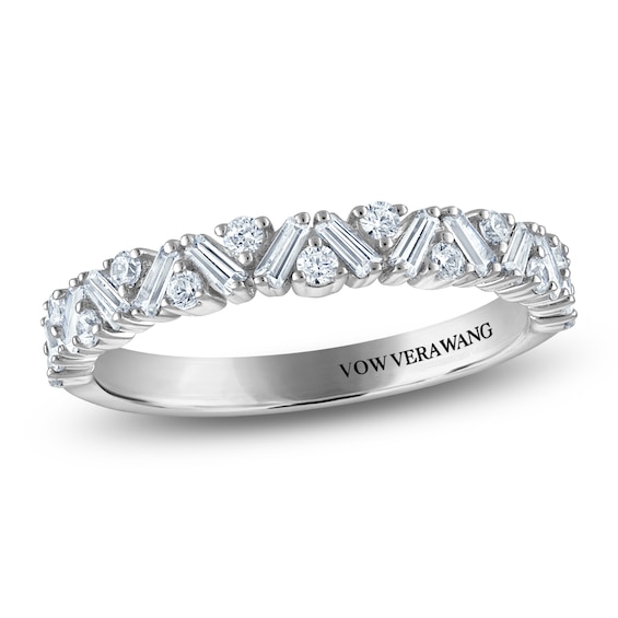 Vera Wang VOW Baguette & Round-Cut Diamond Wedding Band 1/2 ct tw 14K White Gold