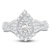 Thumbnail Image 3 of Diamond Double Halo Ring 3/4 ct tw Pear/Round 14K White Gold