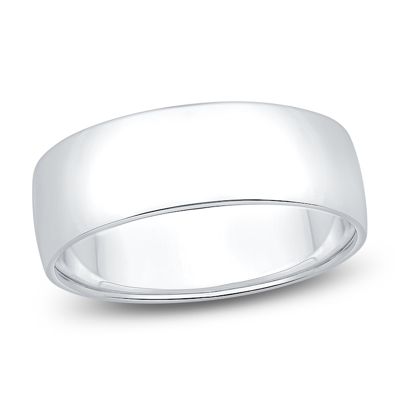Main Image 1 of Men's Domed Wedding Band 10K White Gold 7mm