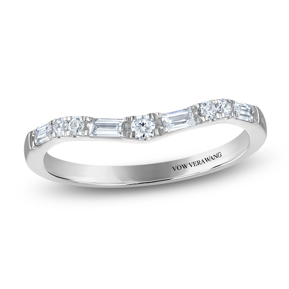 Vera Wang VOW Round & Baguette-Cut Contour Wedding Band 1/4 ct tw 14K White Gold