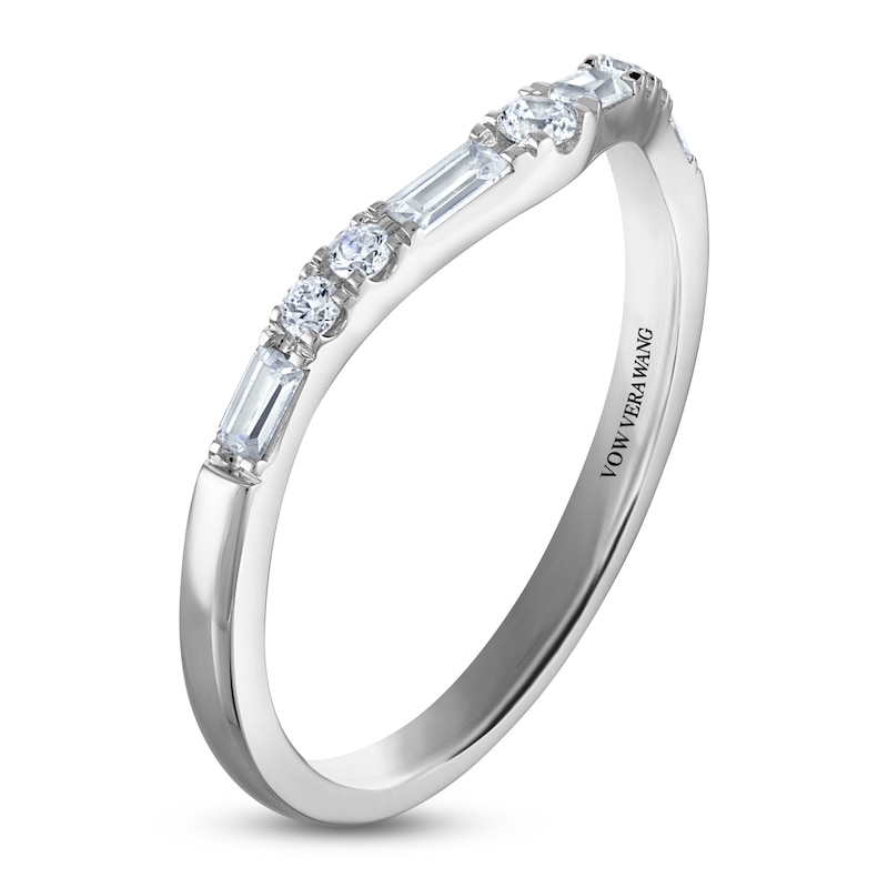 Main Image 2 of Vera Wang VOW Round & Baguette-Cut Contour Wedding Band 1/4 ct tw 14K White Gold