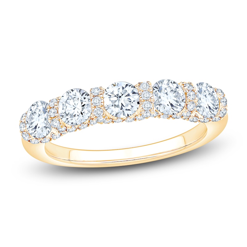 Main Image 1 of Certified Diamond Scalloped-Edge Anniversary Ring 1-1/2 ct tw 14K Yellow Gold
