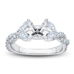Certified Diamond Marquise-Cut Engagement Ring Setting 3/4 ct tw 14K White Gold