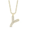 Thumbnail Image 1 of Shy Creation Bubble "Y" Diamond Initial Necklace 1/20 ct tw 14K Yellow Gold 18" SC55028332-Y