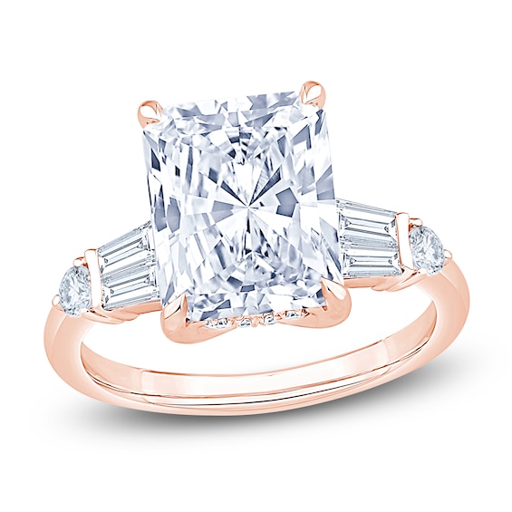 Radiant-Cut Lab-Grown Diamond Hidden Halo Engagement Ring 4-3/4 ct tw 14K Rose Gold