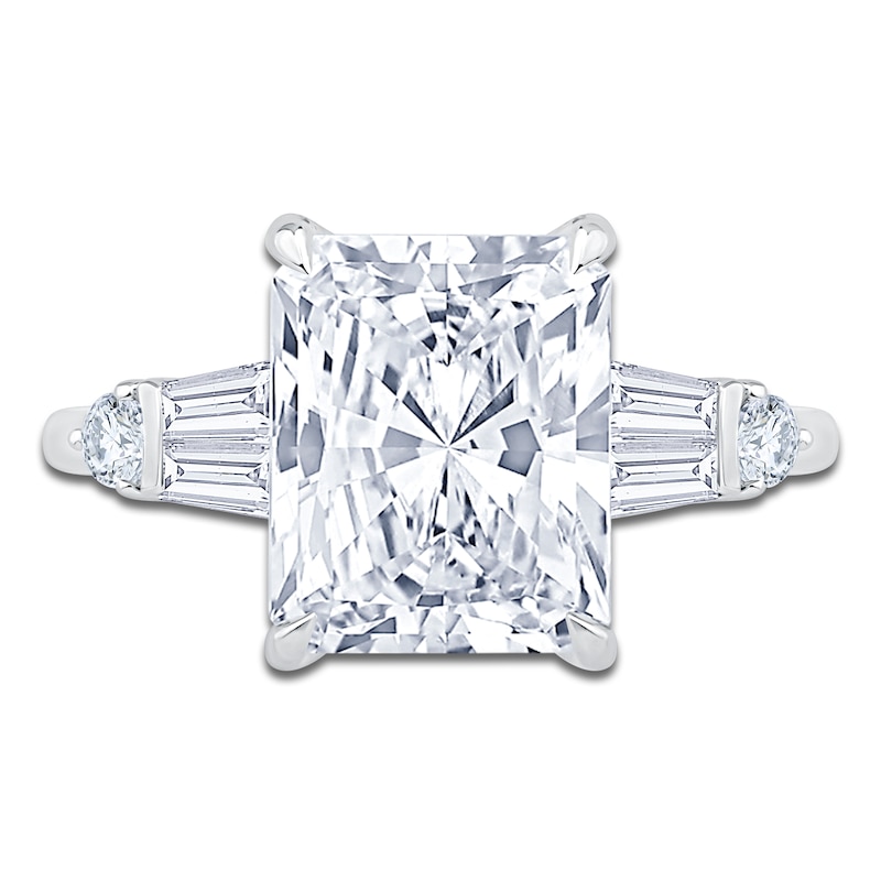 Main Image 3 of Radiant-Cut Lab-Grown Diamond Hidden Halo Engagement Ring 4-3/4 ct tw 14K White Gold