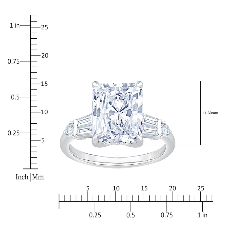Main Image 4 of Radiant-Cut Lab-Grown Diamond Hidden Halo Engagement Ring 4-3/4 ct tw 14K White Gold
