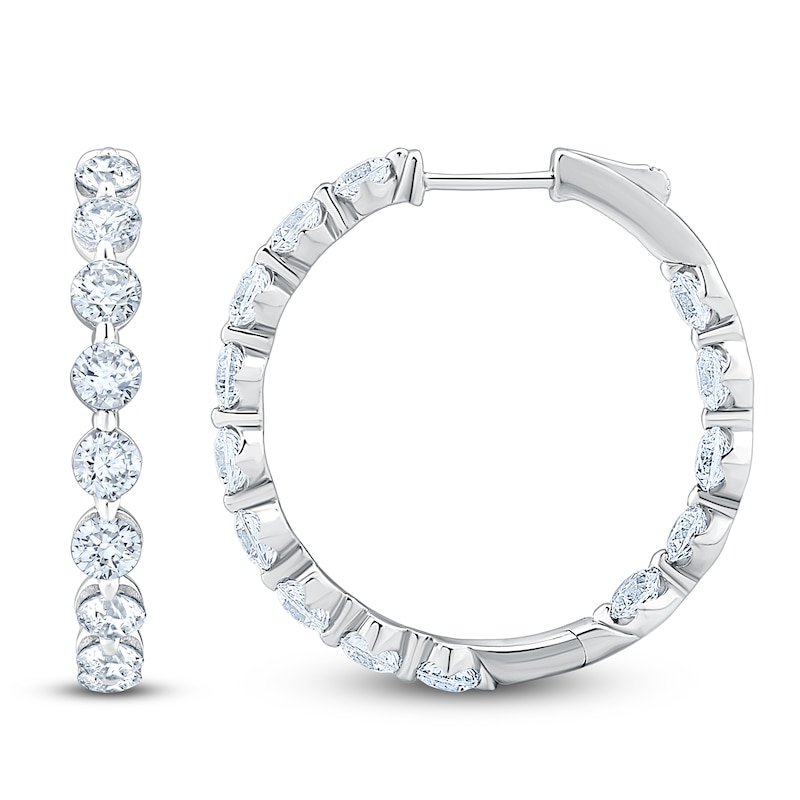 Main Image 1 of Jared Signature Lab-Grown Diamond Inside-Out Hoop Earrings 4 ct tw 14K White Gold