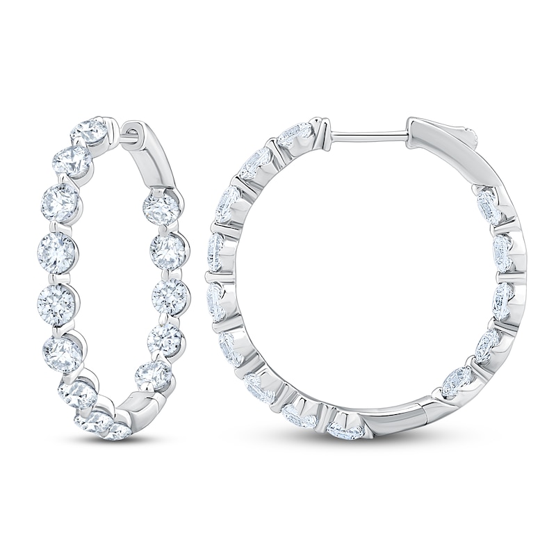 Main Image 3 of Jared Signature Lab-Grown Diamond Inside-Out Hoop Earrings 4 ct tw 14K White Gold